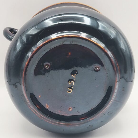 Red Wing Pottery USA Vintage 1960s Dark Brown Bean Pot Two Handle Crock 5.5" H - Picture 8 of 9